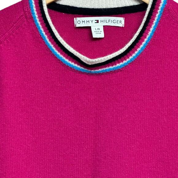 Tommy Hilfiger 90s Woman’s Wool/Angora Crew Neck Pink Sweater Size Large - Picture 3 of 9